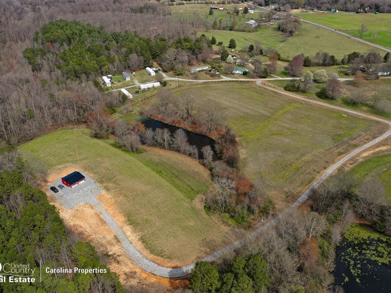 NC Homesite with Pond & Shop : Woodleaf : Rowan County : North Carolina