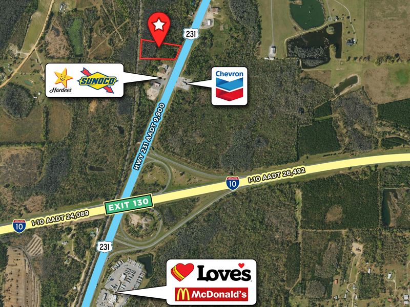 3.348 AC at I-10 & Hwy 231 : Cottondale : Jackson County : Florida